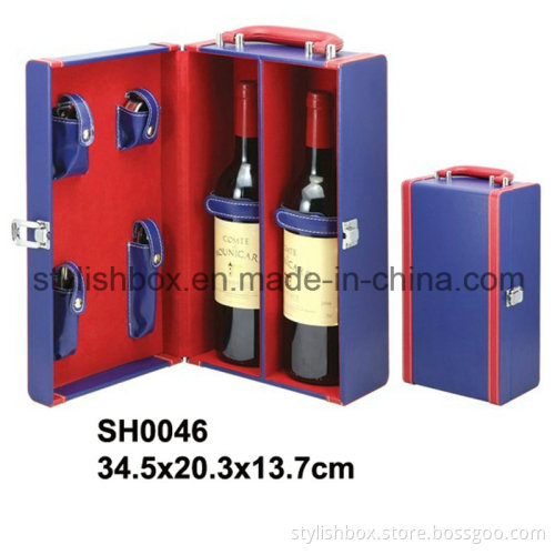 Navy Blue Wine Case for Two Wine Bottles (SH0046)